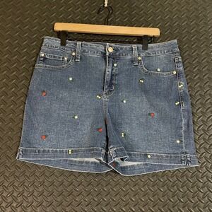 Seven7‎ 5" Inseam Weekend Short Denim Blue Shape Embroidered Women's Size 12